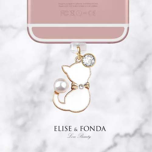 Vista 3 de ELISE & FONDA CP178 Puerto de carga USB Anti Polvo Plug Gato Gatito Pet Colgante Colgante Teléfono Charm para iPhone 11/XS MAX/XR/X/8 Plus/7/6S/7/SE