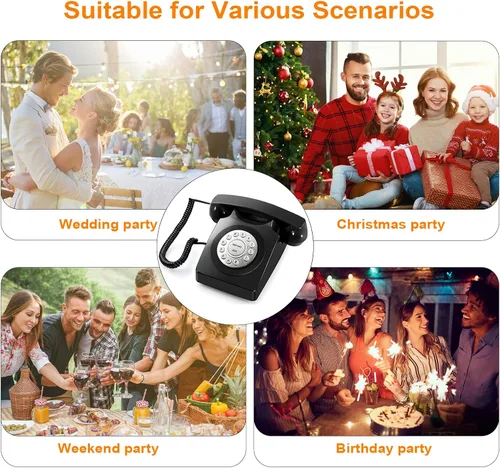 Vista 2 de Libro de invitados de audio retro en forma de teléfono para bodas y eventos - Graba y guarda mensajes de invitados, recargable, fácil de usar