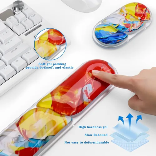 Vista 5 de Reposamuñecas para teclado y mouse, alfombrilla de mouse ergonómica de gel de silicona con reposamuñecas, almohadilla de brazo para mouse