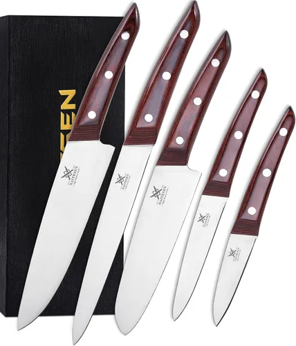 Vista 8 de Naitesen Juego de 4 cuchillos de carnicero y cuchillos de cocina, forjados a mano, muy afilados para cortar carne, cocinar, barbacoa, regalos