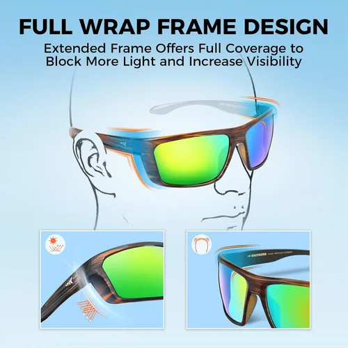 Vista 4 de KastKing Huzzah - Lentes de sol deportivos, polarizados y con protección ultravioleta, para hombres y mujeres, ideales para conducir, pescar, hacer