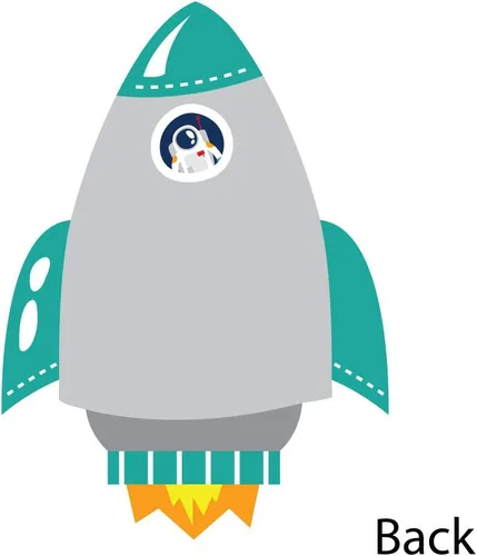 Vista 5 de Big Dot of Happiness Blast Off to Outer Space - Tarjetas de agradecimiento con sobres en forma de barco cohete para baby shower o fiesta