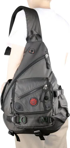 Vista 3 de bolso bandolera grande, mochila para portátil, bolso de mensajero cruzado, mochila de viaje para el hombro (A-Negro)