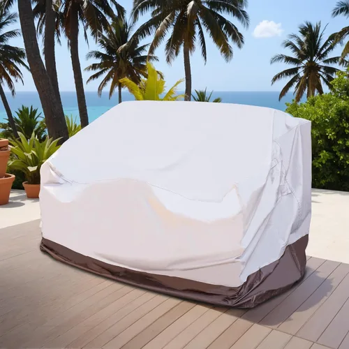 Vista 13 de OVIOS Juego de fundas para muebles de patio Funda seccional para sofá al aire libre Funda para silla otomana impermeable de uso general, 110 x 84 x