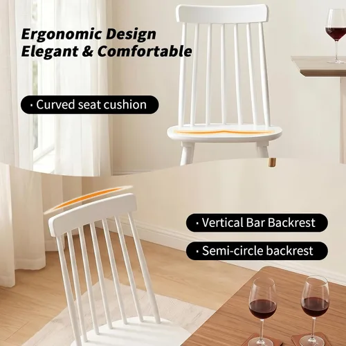 Vista 5 de Windsor - Juego de 2 sillas de comedor, sillas de madera con respaldo de husillo para cocina y comedor, sillas de comedor de madera de campo