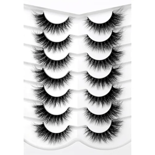 Vista 76 de Pooplunch - Pestañas postizas estilo ojo de gato, extensión de volumen 8D natural, finas, cortas, de visón sintético, tiras de pestañas postizas