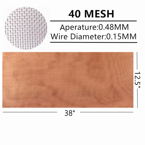 Vista 3 de 99.9% alambre de cobre puro 40 malla - 12.5 "x 38" malla de filtro denso