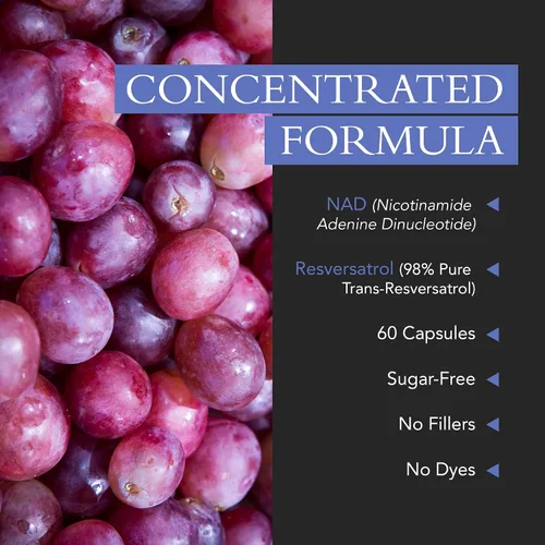Vista 7 de Resveratrol NAD + Suplemento – Suplementos de refuerzo de la longevidad pura para hombres y mujeres – Puede apoyar el envejecimiento saludable