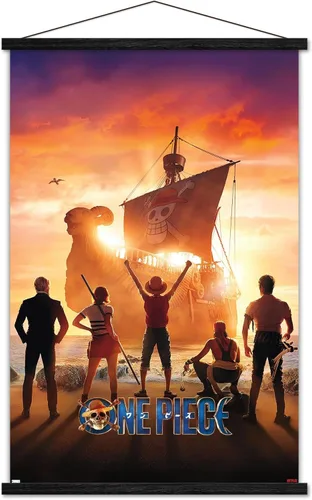 Vista 7 de Trends International Netflix One Piece - Póster de pared de una hoja, 22.37 x 34.00 pulgadas, paquete de impresión premium y colgador de madera