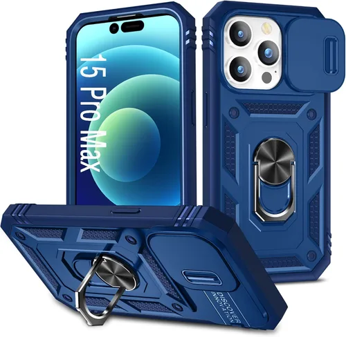Vista 31 de Funda para iPhone 14, a prueba de golpes, resistente a los impactos, con lente deslizante protectora para iPhone 14 (6.1 pulgadas) (azul)