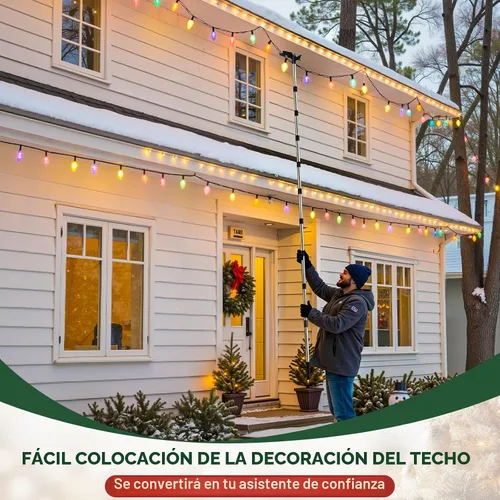 Vista 8 de Nigelia Poste de suspensión de luz de Navidad de 3 a 15 pies con gancho de utilidad, poste de extensión ajustable para colgar luces de Navidad