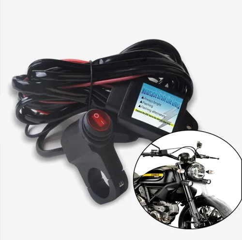 Vista 2 de Kit de arnés de cableado de interruptor Somaer para luz LED de motocicleta, con 3 modelos: siempre encendido/estroboscópico/parpadeo izquierdo