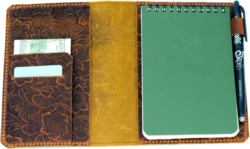 Vista 5 de JJNUSA Funda de cuero compatible con cuadernos Rite in the Rain en espiral, funda de cuero genuino envejecido para cuaderno encuadernado 3 x 5 Marrón