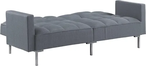 Vista 8 de Sofá cama plegable de tela moderna tapizado de lino con 2 almohadas y marco de metal para espacios pequeños compactos, dormitorio, sala de estar