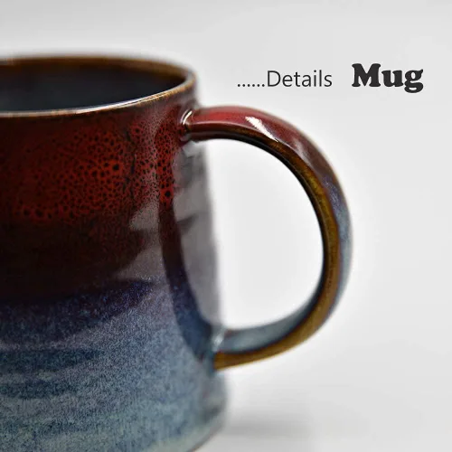 Vista 3 de Taza de café grande de cerámica, taza de té para oficina y hogar, tazas de café de cerámica hechas a mano, 16.5 onzas, aptas para lavavajillas