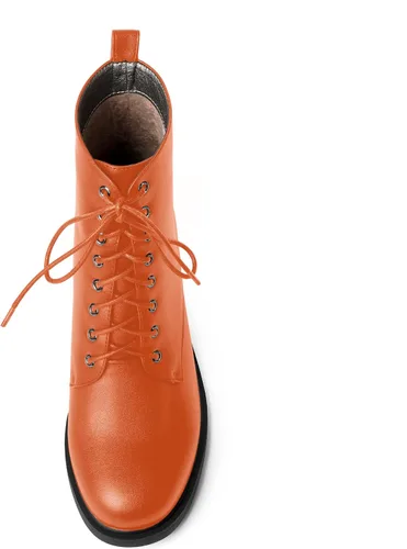 Vista 17 de ROSERWISH Botas altas de tacón bajo y grueso para mujer, con cordones, cómodas, modernas, con puntera redonda, de 2.5 pulgadas