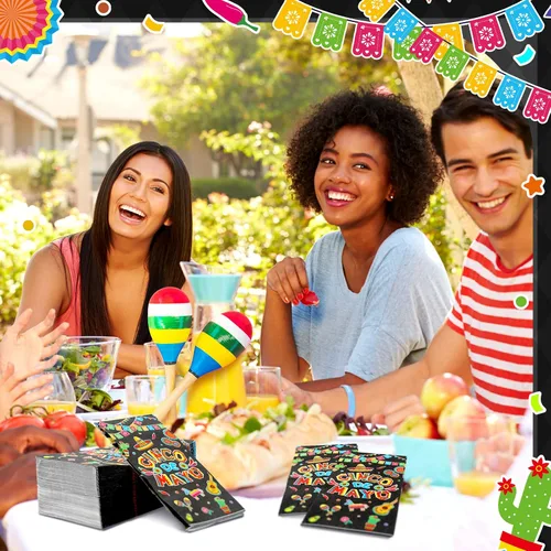 Vista 4 de 100 servilletas del Cinco de Mayo, servilletas de papel decorativas mexicanas de 3 capas desechables para baño, toalla de mano para invitados