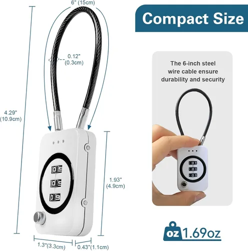 Vista 2 de Candado de combinación de 2 piezas para casilleros escolares, cerraduras de cable de viaje, cerradura de tienda de campaña y bolsa, cerradura segura