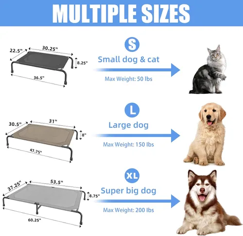 Vista 7 de Simple Trending Cama elevada para perros pequeños, cuna elevada impermeable para perros, cama refrescante para mascotas al aire libre, 36.5" x Negro