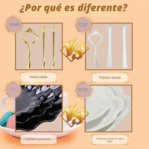 Vista 2 de BACUTHY Soporte para cupcakes de 3 niveles, soporte de torre de pastel de Negro