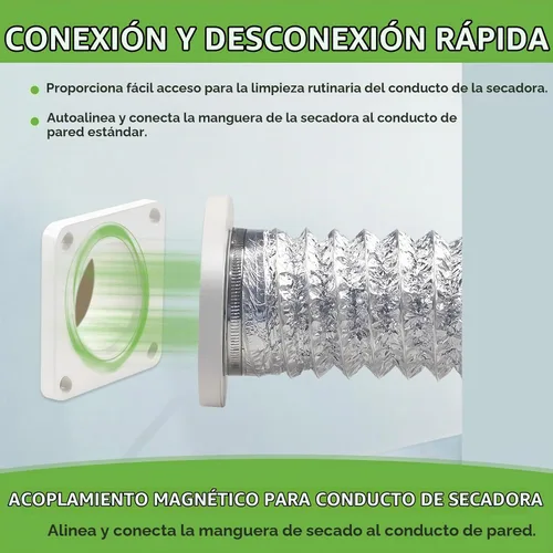 Vista 5 de Kit de conector magnético de ventilación para secadora, sello hermético DV180 de conexión rápida con conducto de 2.6 pies y 4 pulgadas y 2
