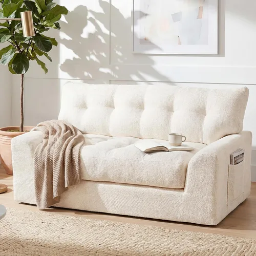 Vista 2 de MONVANE Sofá cama convertible de 55.5 pulgadas, sofá cama 2 en 1 sin hueso con bolsillo de almacenamiento, cómodo sofá de asiento profundo
