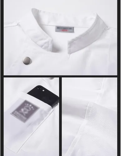 Vista 4 de Unisex Chef Coat with Pockets Shirt Uniforms Chef Jacket Chef Uniform Summer for Hotel Kitchen Restaurant