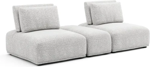 Vista 17 de Furniture of America Tatiana Modern Boucle - Sofá modular de 2 plazas con respaldo ajustable para sala de estar, oficina, combinación libre Boucle