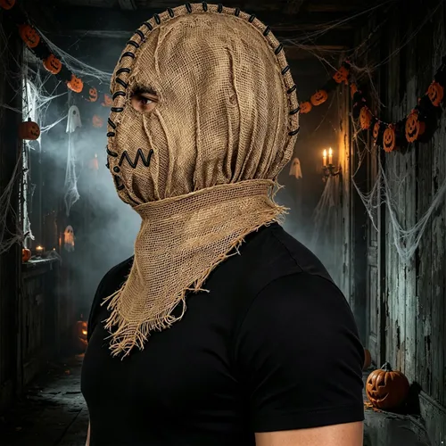 Vista 3 de Novelty Horror Hooded Mask Creepy Scary Burlap Sack Mask