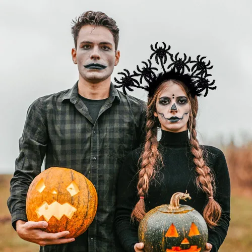 Vista 4 de 3 diademas de murciélago negro de Halloween + 3 diademas de araña, tocado de Halloween, cosplay, fiesta, accesorio para adultos, niños, mujeres