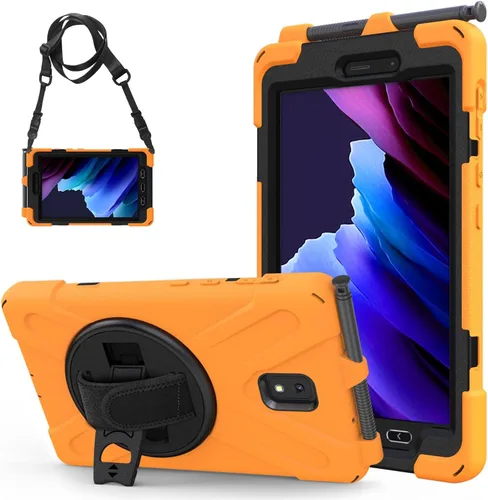 Vista 9 de Funda para Samsung Galaxy Tab Active 3/Galaxy Tab Active 5 de 8.0 pulgadas, 3 en 1 resistente protección con soporte 360/correa de mano/correa