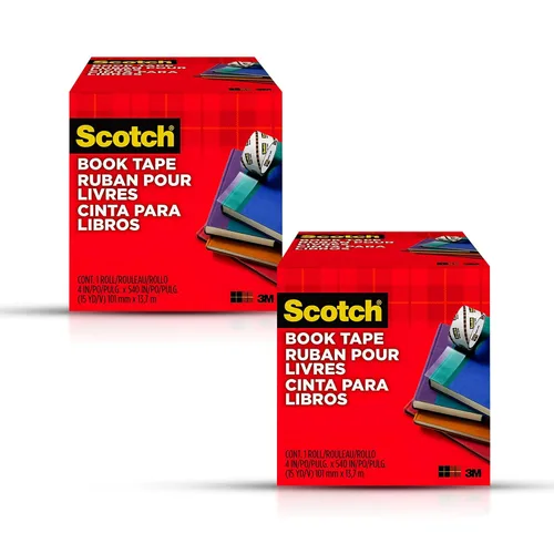 Vista 2 de Scotch - Cinta de reparación de libros, transparente, 4 pulgadas x 15 yardas (núcleo de 3 pulgadas), 2 rollos, cinta adhesiva duradera extra ancha
