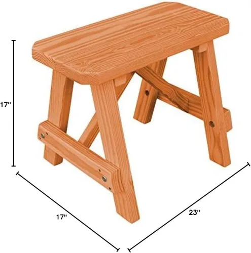 Vista 2 de Furniture Barn USA Banco tradicional de pino tratado a presión de 2 pies, tinte de cedro