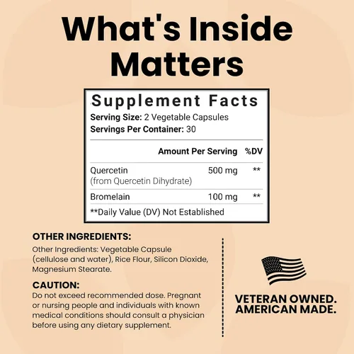 Vista 4 de Luma Nutrition Quercetina 500mg - Suplemento de quercetina con bromelina - Antioxidante - Apoyo inmunológico - Vegano y sin gluten - 60 cápsulas