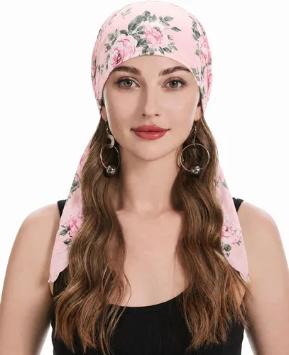 Vista 13 de ZLYC Gorro de quimioterapia para la cabeza preatado, gorro ligero para Verde (Lace Green)