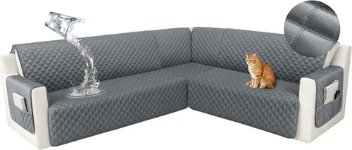Vista 39 de HDCAXKJ Funda seccional de esquina impermeable para sofá de terciopelo en forma de L, fundas para sofá para mascotas, perros, suaves, resistentes