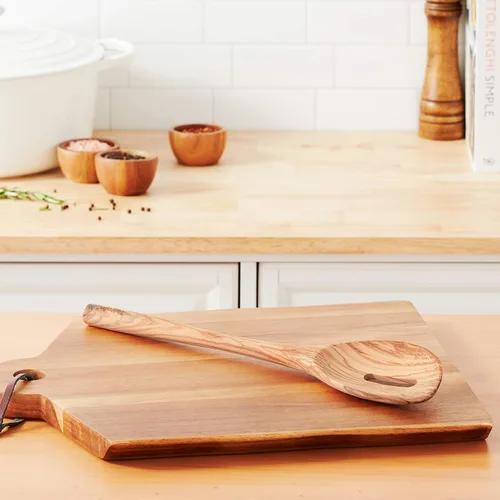 Vista 7 de Tovolo Cuchara de madera ranurada, utensilio de cocina de madera de olivo para cocinar y servir, spoodle de madera natural con agarre cómodo