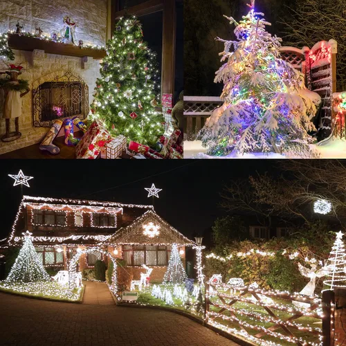 Vista 2 de LYHOPE Luces de Navidad, 98.4 pies, 300 luces LED de hadas de Navidad, luces blancas transparentes y multicolor, con control remoto, 11 modos, luces