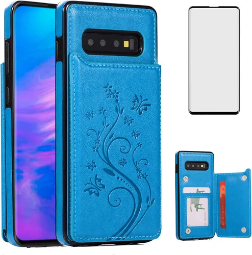 Vista 11 de Funda de teléfono para Samsung Galaxy S10 Plus con protector de pantalla de vidrio templado y tarjetero con soporte para tarjetero, accesorios