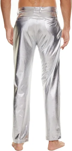 Vista 5 de Pantalones de discoteca metálicos brillantes para hombre, pantalones de fiesta de los años 70, pantalones de discoteca de pierna recta, disfraz