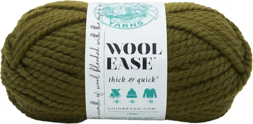 Vista 163 de Lion Brand Yarn - Ovillo de lana Wool-Ease Thick & Quick color fuerza aérea Super Bulky Wool Acrylic Blend Fiber for Soft Hats, Sweaters, Chunky