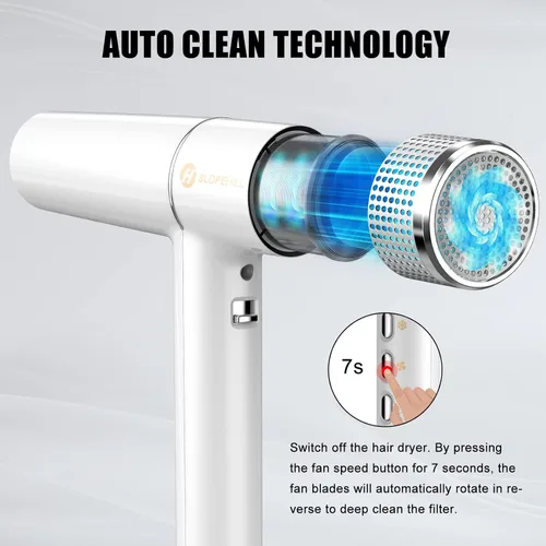 Vista 5 de slopehill Secador de pelo con motor único sin escobillas Diagnóstico inteligente de fallas Microfiltro innovador Tecnología Oxy Active Blanco
