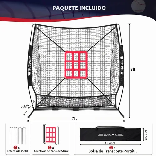 Vista 3 de BAGAIL 7x7 ft Baseball Softball Practice Net