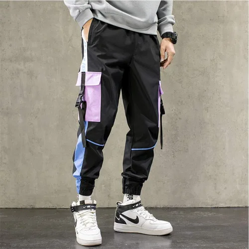Vista 7 de Pantalones deportivos tipo cargo para hombre, para deportes al aire libre, a la moda, casuales, atléticos, pantalones geniales para hombre, hip hop