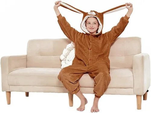 Vista 6 de ABENCA Pijama de conejo de Pascua para niñas, disfraz de animal de una pieza para Halloween, Navidad, cosplay