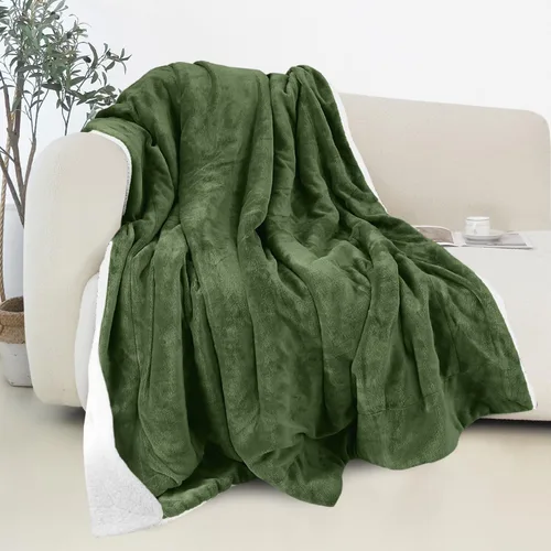 Vista 30 de Elegant Comfort - Manta reversible y ultra suave de franela con forro polar - Manta de sherpa navideña de invierno - Ligera, suave y acogedora