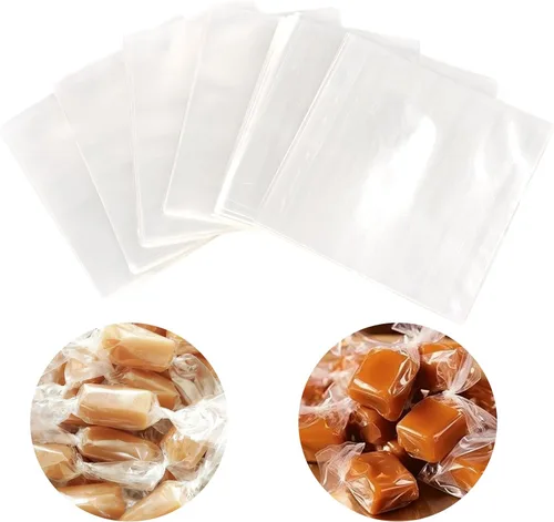 Vista 8 de FOIMAS 600 envoltorios transparentes de celofán para dulces, papel de regalo cuadrado de 5 x 5 pulgadas para caramelos de Navidad, paletas de turrón