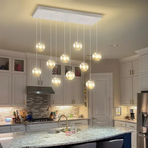 Vista 51 de ykolupty Lámpara colgante negra de 1 luz moderna de globo de vidrio gris ahumado, luces colgantes para isla de cocina, luces colgantes ajustables