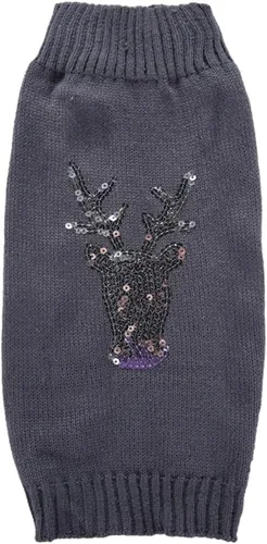 Vista 45 de Suéter de dos patas de algodón acanalado para Halloween, cuello alto a rayas alces estampado de Navidad para Teddy, Chihuahua, Shih Tzu, Yorkshire