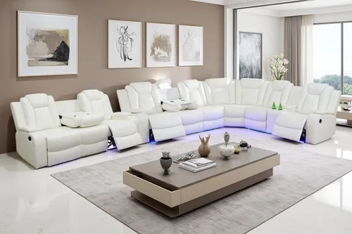 Vista 31 de A Ainehome Juego de sofá modular reclinable eléctrico con luz LED, sofás seccionales de cuero, juegos de muebles de sala de estar, juegos de sofá